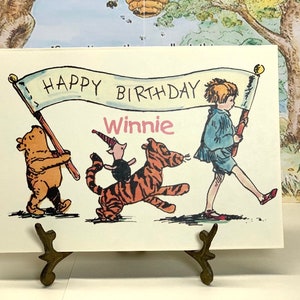Winnie the Pooh Birthday Sign/Pink Cake Table Sign/Personalized/Winnie and Friends Happy Birthday/Pink