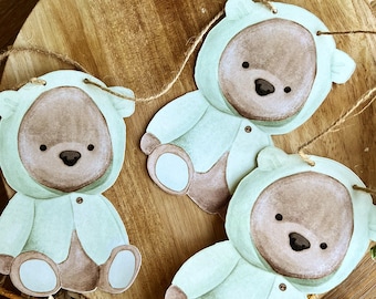 Teddy Bear Garland | Green Baby Shower Decor, First Birthday Banner, Gender Reveal Welcome Baby, Dessert Table Decorations, Nursery Room