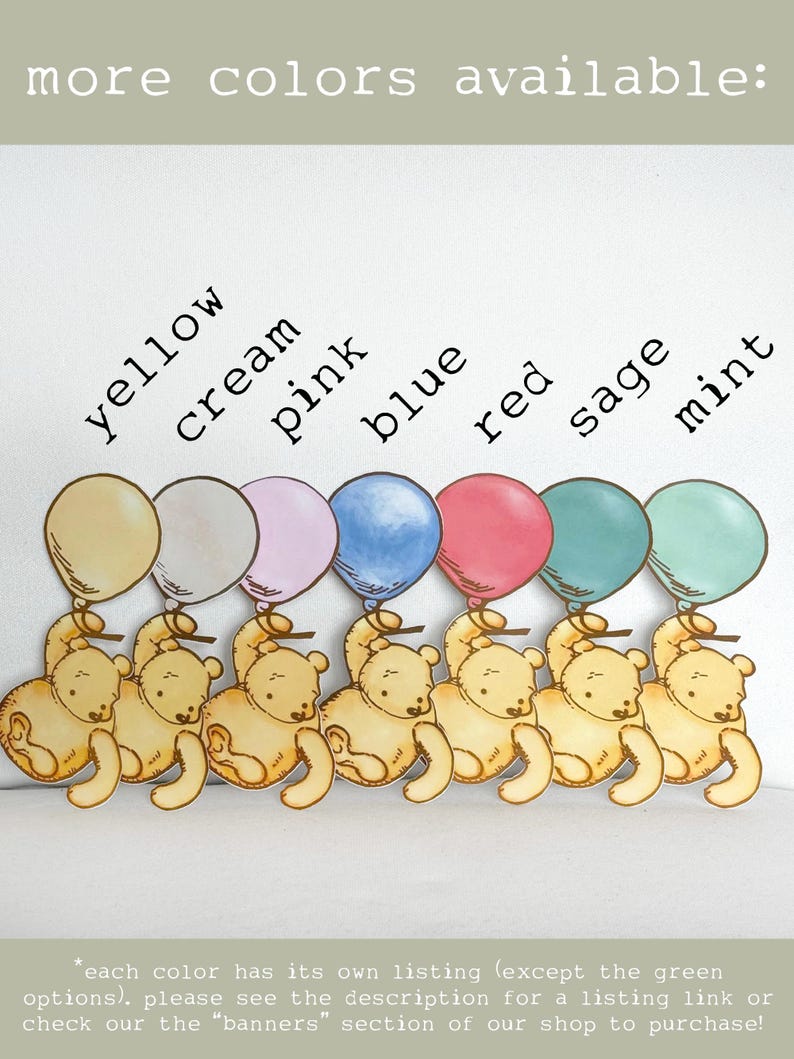 Winnie the Pooh Balloon Garland | Mint Sage Baby Shower Decor, Birthday Banner image 8