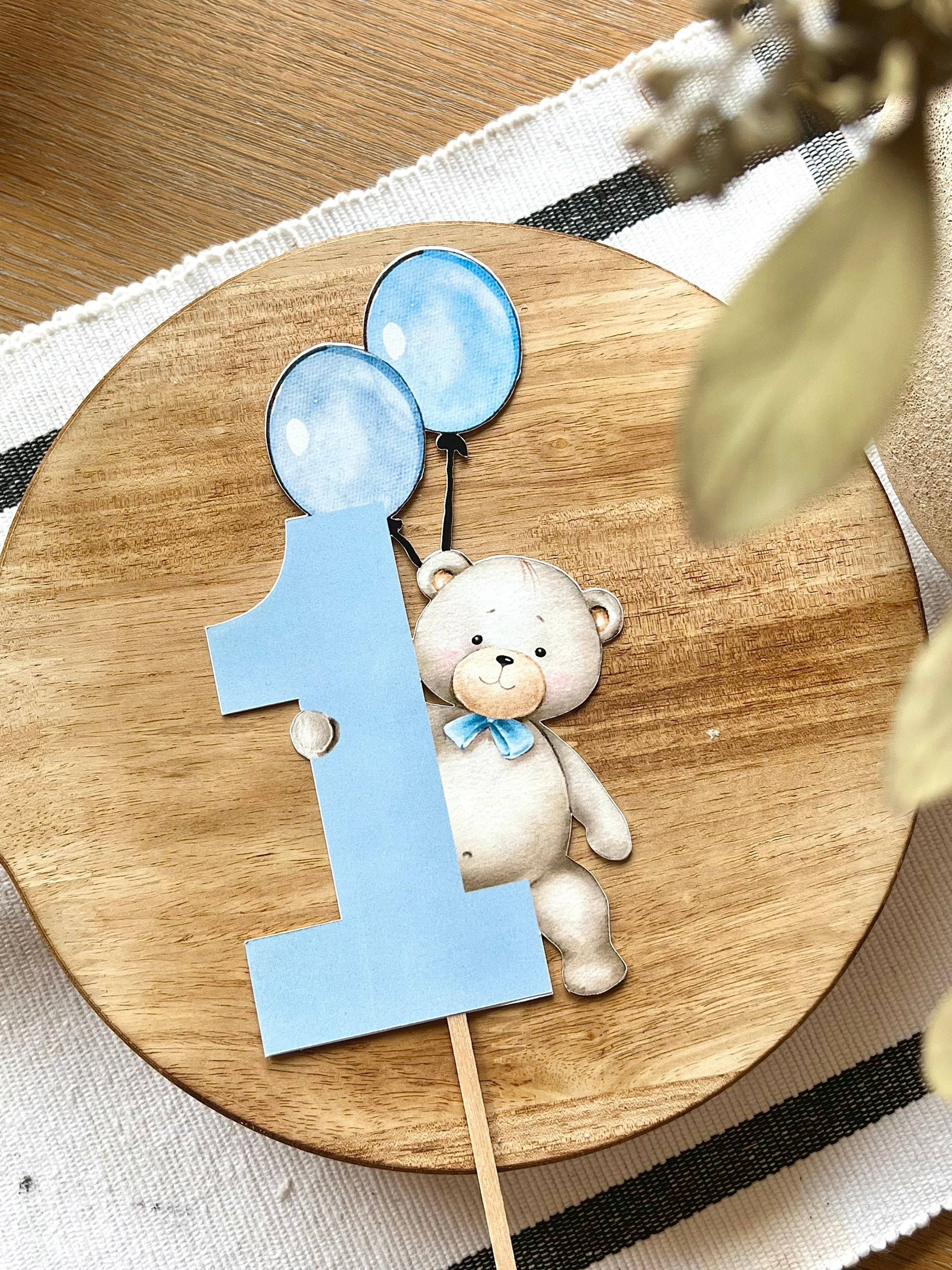 Cute Bear 1st Birthday Cake Topper - Honey Bear Wild One Decorations For Teddy Bear Theme Party