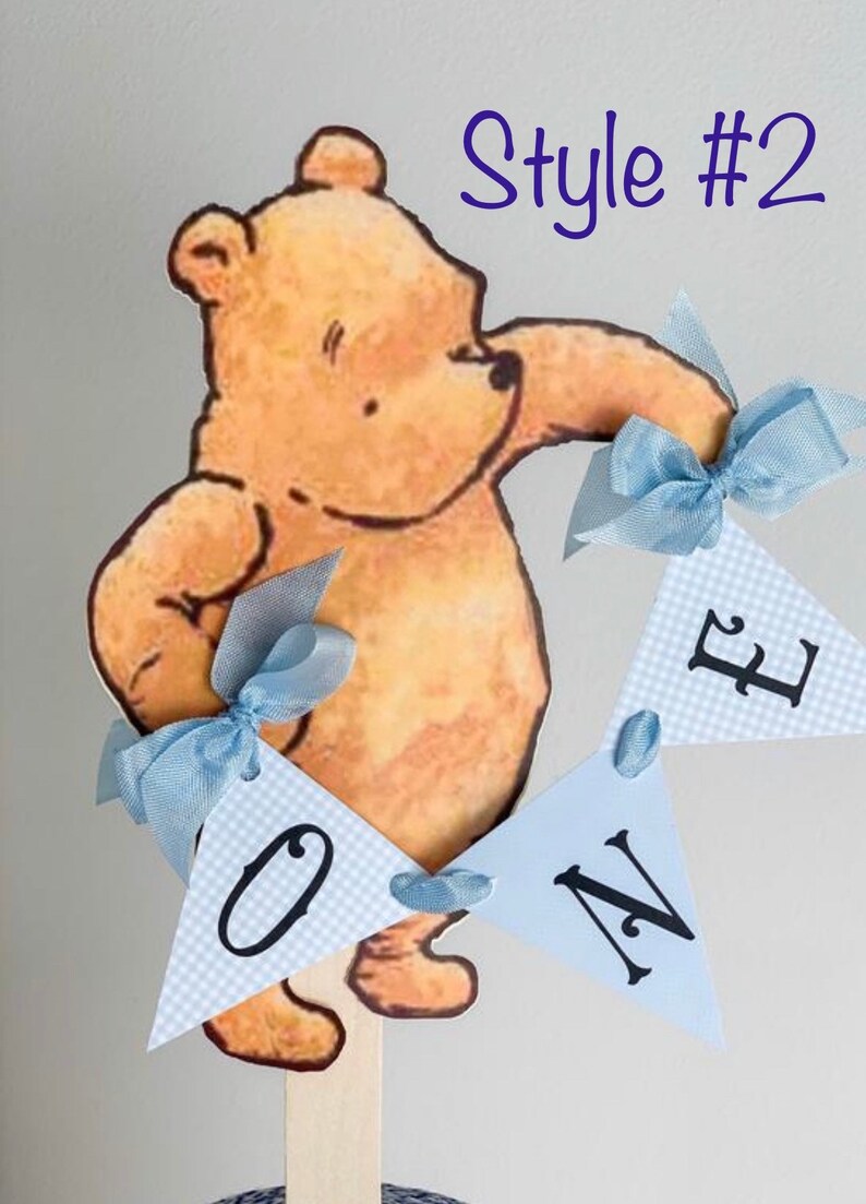Winnie The Pooh First Birthday Cake TopperCake SmashBoyBirthday CakePhoto Prop Party SignBlue