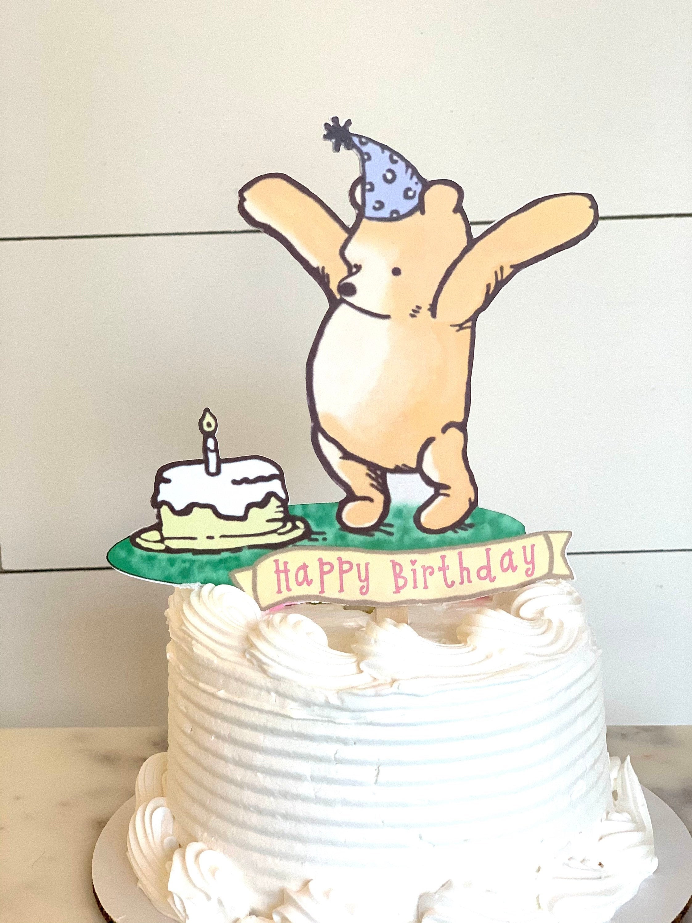 Winnie the Pooh Paper Cake Topper/pooh & Piglet Daisy Flowers/classic Bear  Baby Shower/birthday/floral Centerpiece/photo Prop/smash Cake 