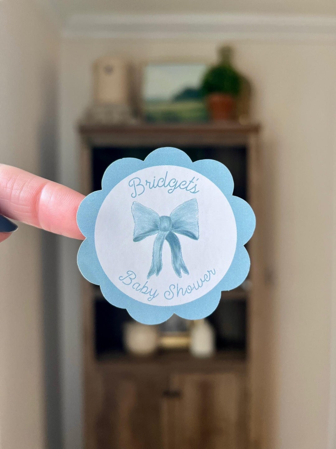 Personalized Dusty Blue Bow Sticker Sheet (12/sheet) | Blue Bow ...