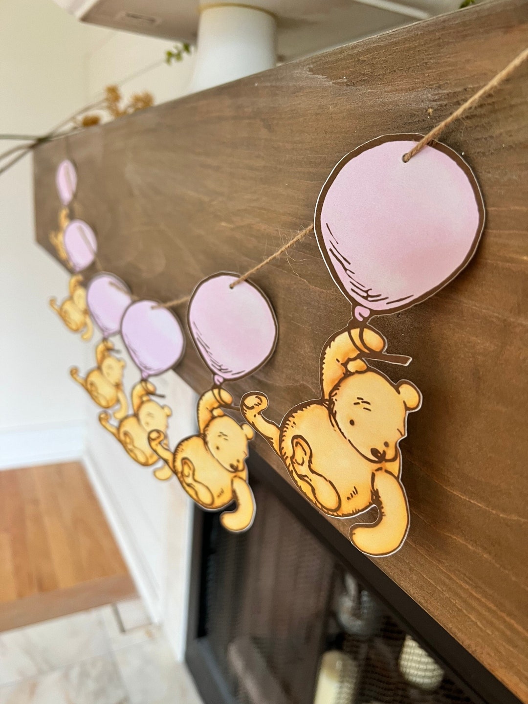 Pink Winnie the Pooh Balloon Garland Banner for Baby Shower or Birthday