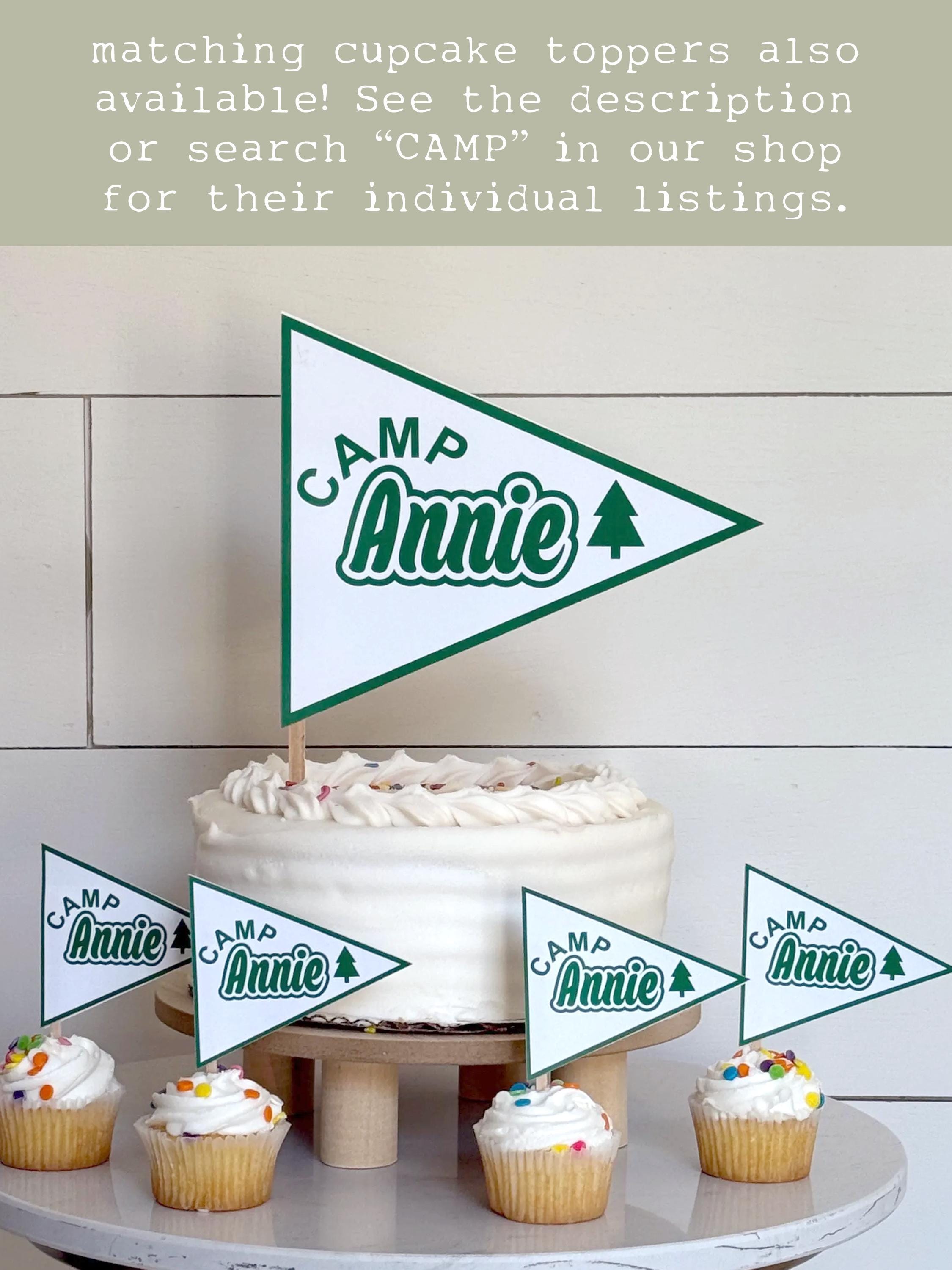 Personalized Camp Pennant Flag Cake Topper | Camp Themed Party Decor ...