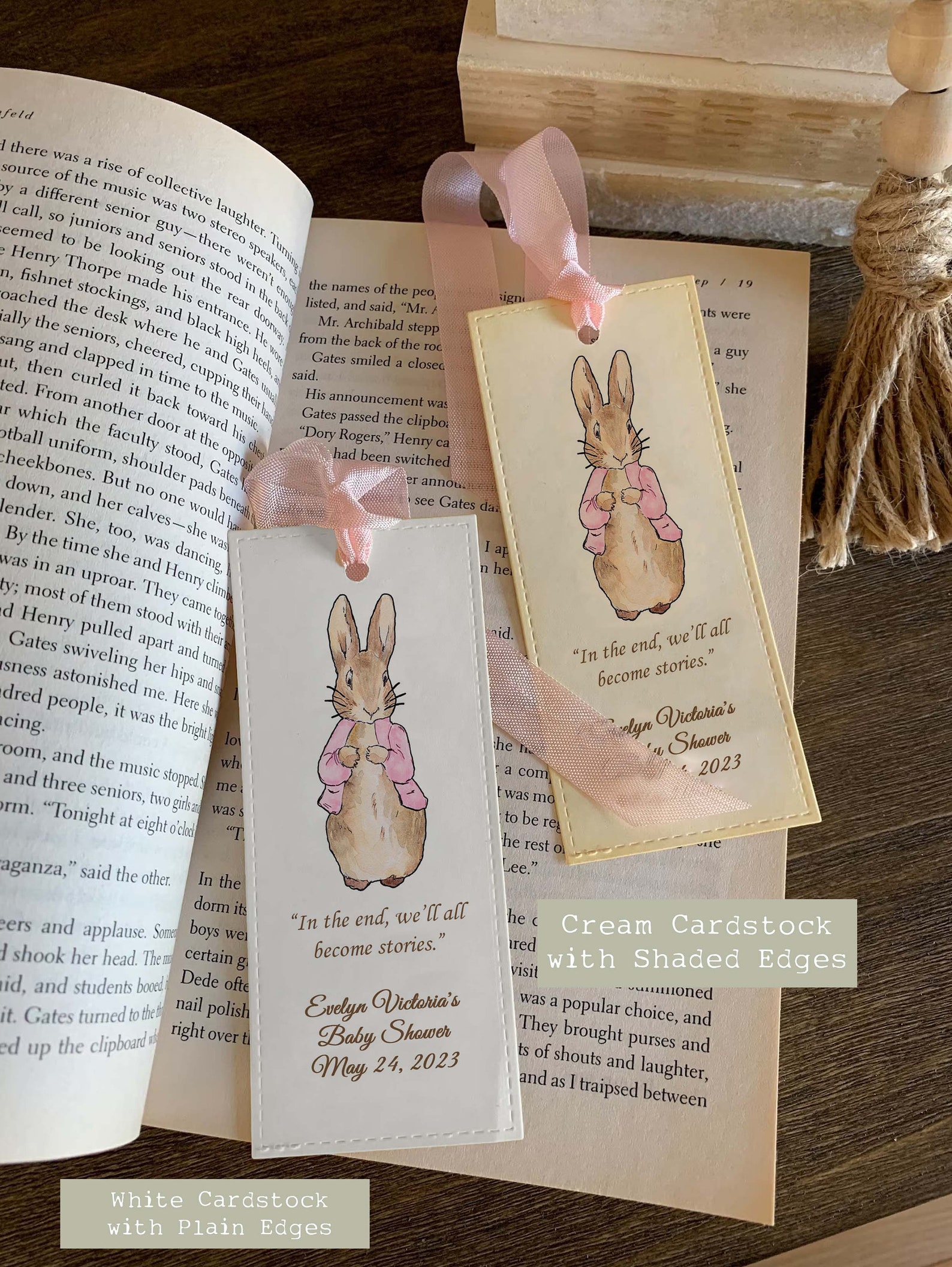 Pink Peter Rabbit Bookmark (set of 12) | Beatrix Potter Baby Shower ...