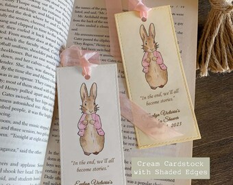 Pink Peter Rabbit Bookmark set of 12 Beatrix Potter Baby Shower Party  Favor, Vintage It's a Boy/girl/baby Personalized Birthday Gifts 