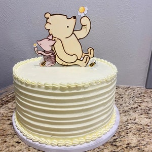 Winnie the Pooh Paper Cake Topper/Pooh & Piglet Daisy Flowers/Classic Bear Baby Shower/Birthday/Floral Centerpiece/Photo Prop/Smash Cake image 4