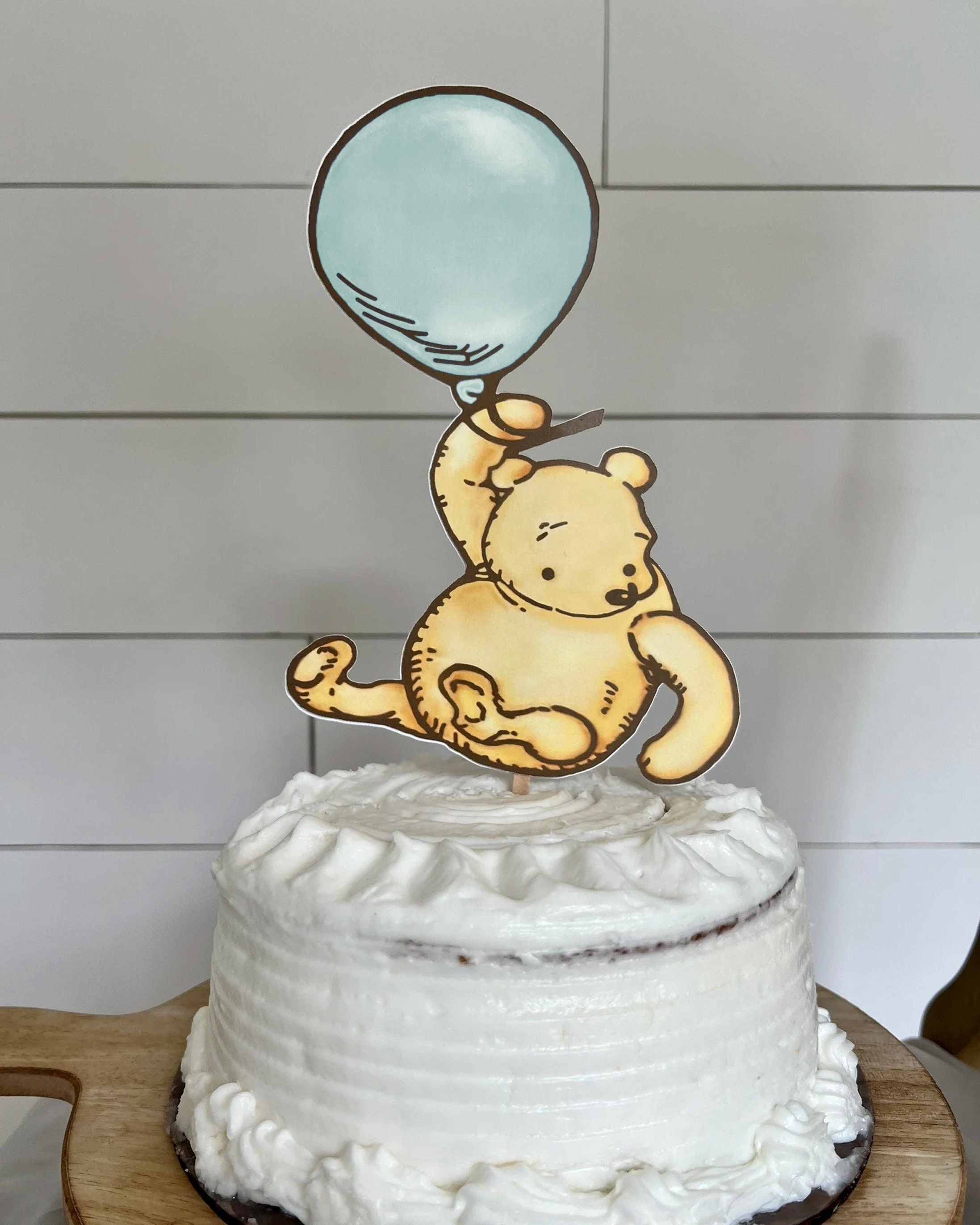 Winnie the Pooh Cake Topper Green Balloon Birthday Topper/party Table  Centerpiece/photo Prop/classic Baby Shower/special Occasion Topper 