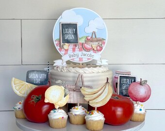 Locally Grown Baby Cupcake Toppers (set of 12) Farmers Market