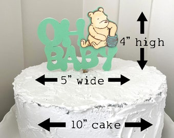 Green Classic Winnie the Pooh Oh Baby Cake Topper/diaper Cake