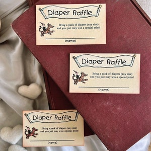 Winnie The Pooh Storybook Diaper Raffle Card Classic Winnie The Pooh Book Theme Shower, Diaper Raffle, Pooh Bear Invitation Card Inserts image 6