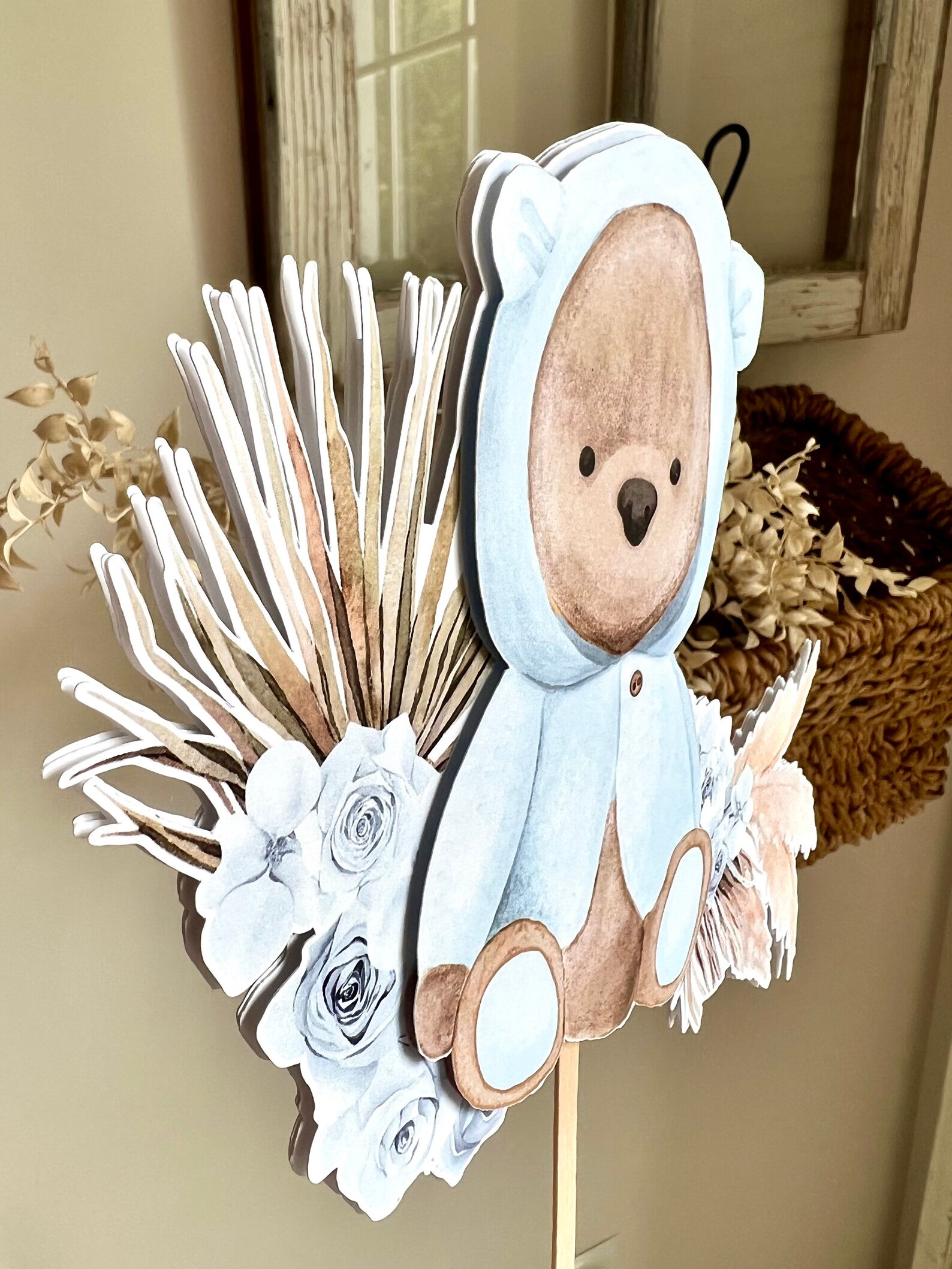 Baby Blue Teddy Bear Cake Topper Pastel Theme Baby Shower - Etsy