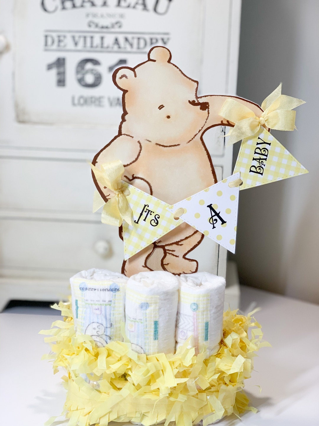 Winnie the Pooh It's A Boy Cake Topper/blue and White Dessert Topper/diaper  Cake/party Centerpiece/winnie the Pooh Baby Shower Theme Decor 