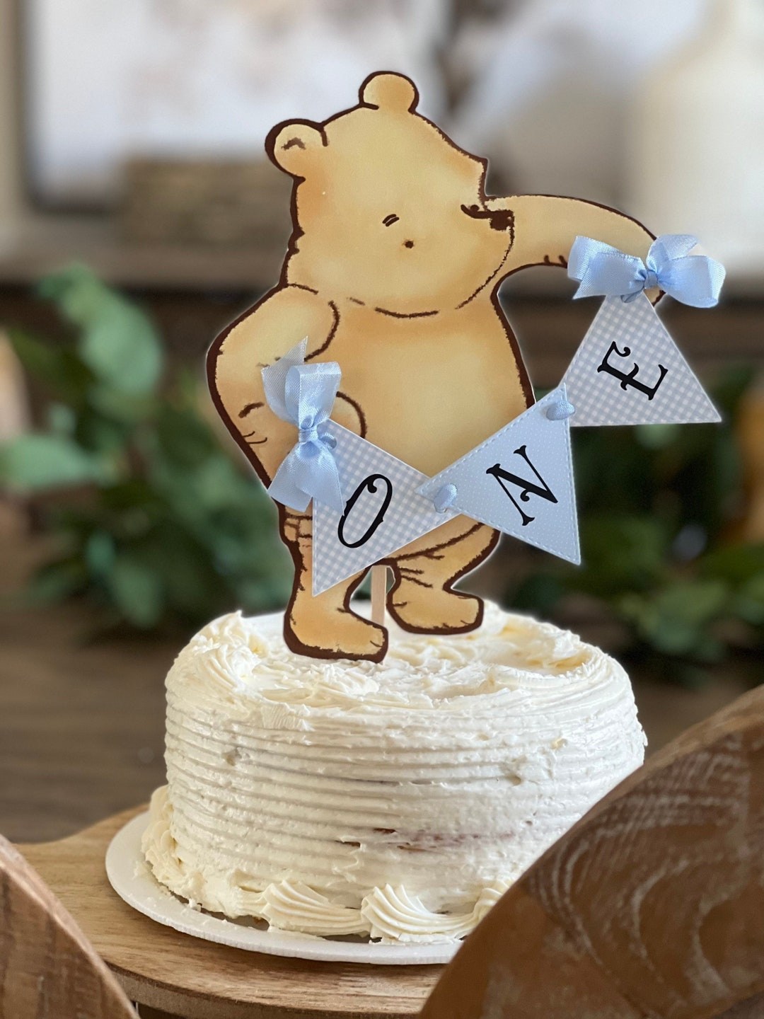 Winnie the Pooh First Birthday Cake Topper/cake Smash/boy/birthday  Cake/photo Prop Party Sign/blue -  Denmark