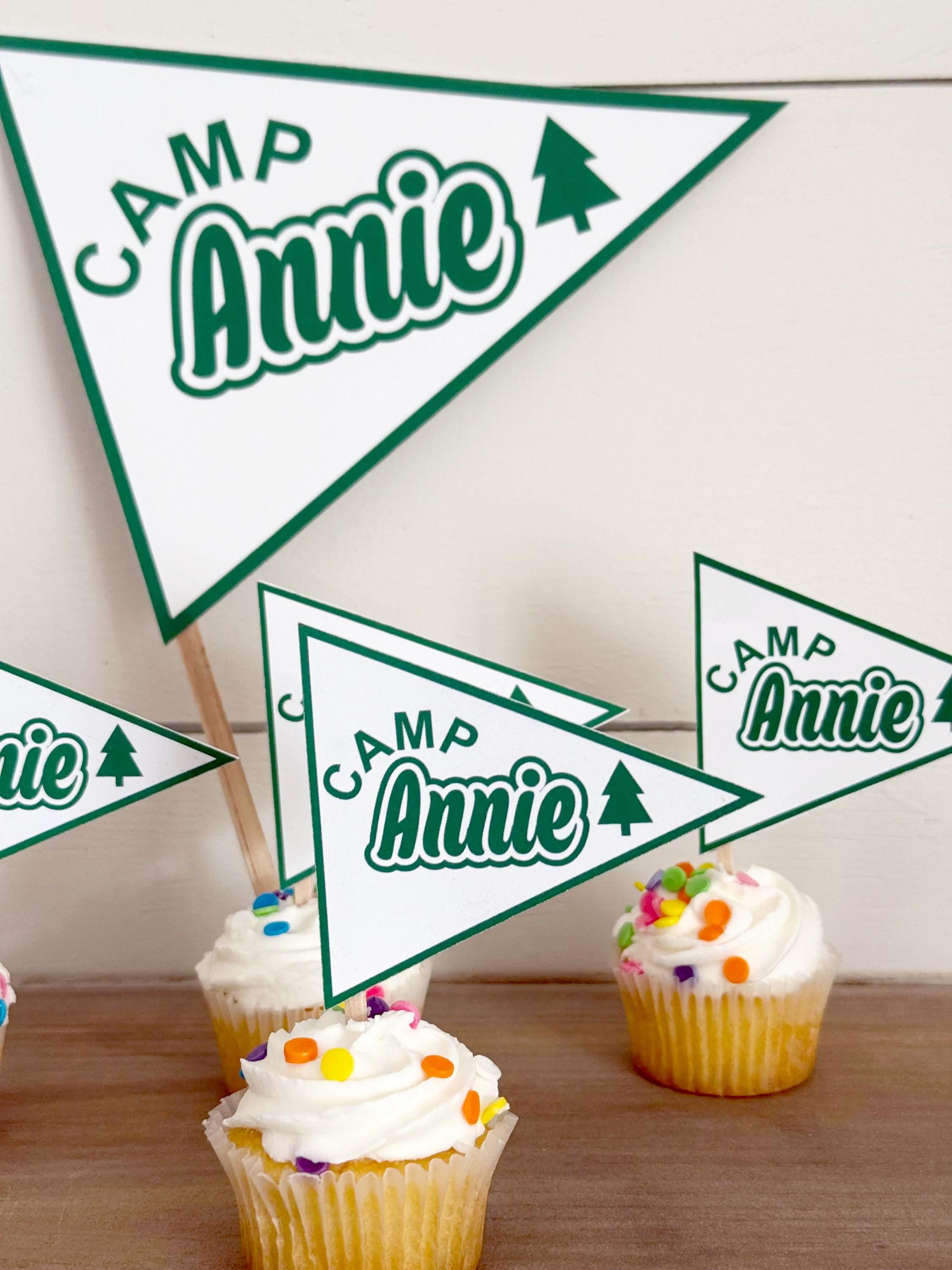 Personalized Camp Pennant Flag Cake Topper | Camp Themed Party Decor ...
