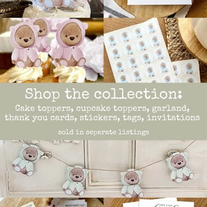 Pink Teddy Bear Cake Topper | Pastel Theme Baby Shower Decor, Diaper ...