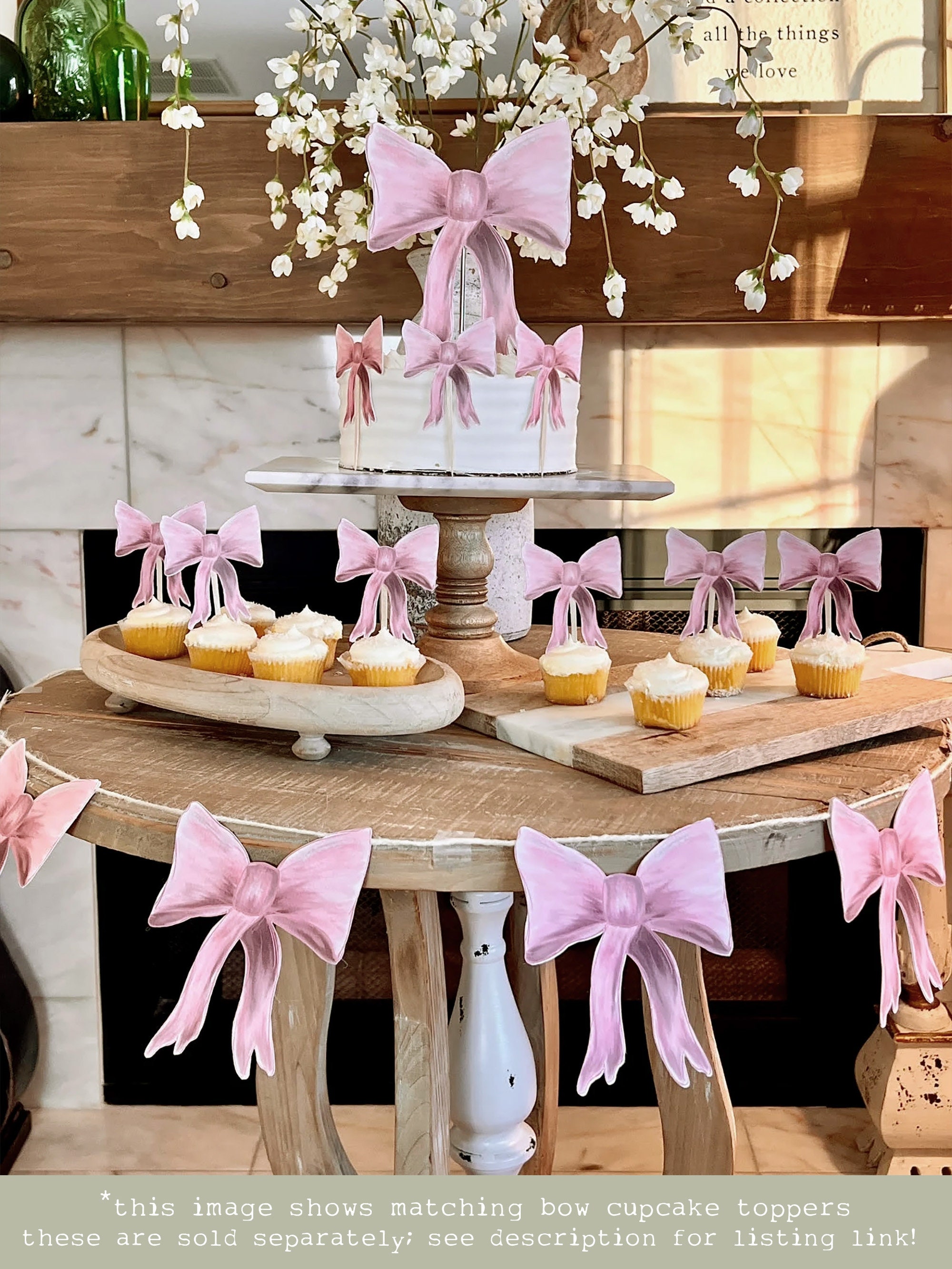 40 PCS Bow Cake Toppers — Pink Resin Bow Decorations For Cupcakes, Wedding, Baby Shower & Party Desserts | Small, Medium & Large Sizes - View #5