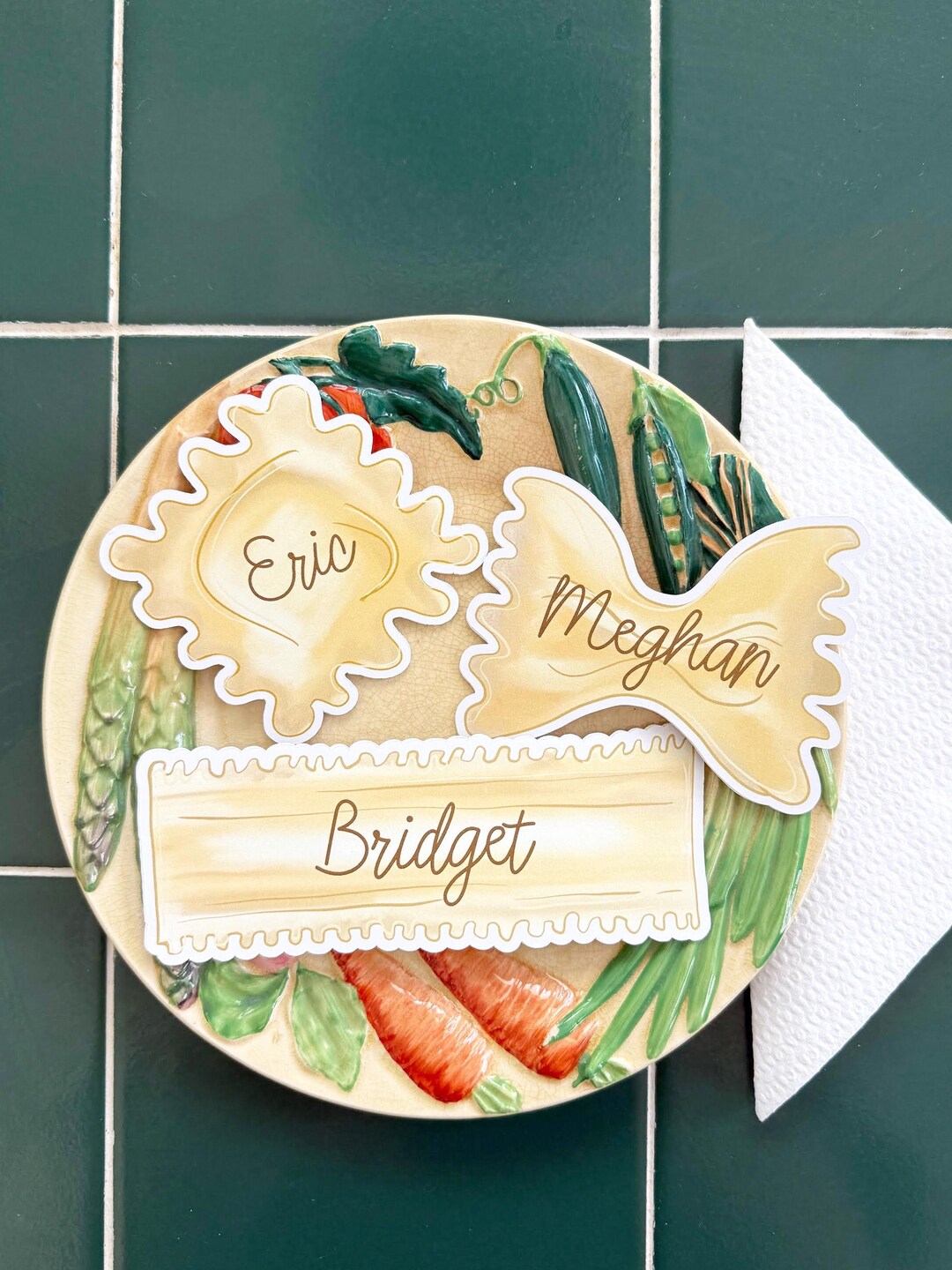 Pasta Place Cards | Bridal Shower Decor, Birthday Name Cards ...