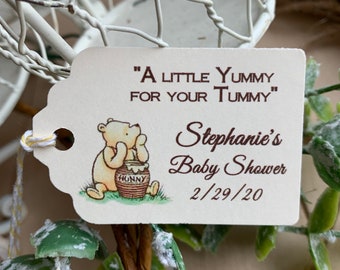 Winnie the Pooh Honey Jar Tag - Set of 12/Personalized Favor Tag/Baby Shower Baptism Birthday Party Tag/Honey Favor Tag/Dessert Table Tags