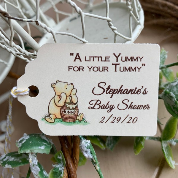 Winnie the Pooh Honey Jar Tag - Set of 12/Personalized Favor Tag/Baby Shower Baptism Birthday Party Tag/Honey Favor Tag/Dessert Table Tags