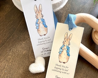 Blue Peter Rabbit Bookmark (Set of 12) | Beatrix Potter Baby Shower/Birthday Party Favor, Vintage It's a Boy/Girl/Baby Personalized Gift