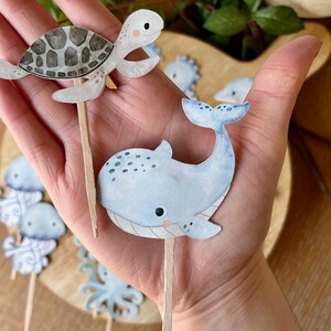 40 Pack Ocean Animal Cupcake Toppers - Under The Sea Mermaid, Octopus, Seahorse, Turtle, For Birthday, Baby Shower Party