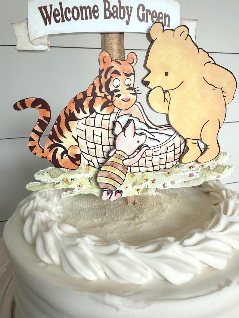 Winnie the Pooh Baby Cake Topper/winnie and Friends Bassinet Topper ...
