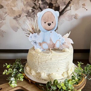 Baby Blue Teddy Bear Cake Topper | Pastel Theme Baby Shower Decor ...