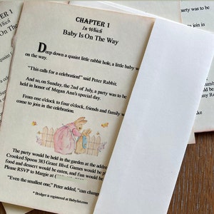 Peter Rabbit Torn Edge Baby Shower Invitation (Set of 12) | Vintage Ripped Edge Storybook Invitations, Classic Beatrix Potter Book Invite