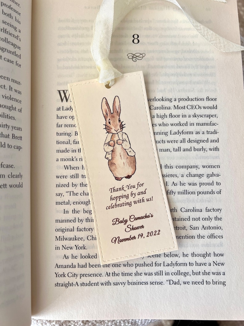 Cream Peter Rabbit Bookmark (set of 12) | Gender Neutral Shower Favor ...