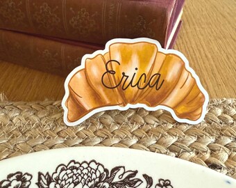 Croissant Place Cards | Bridal Shower Decor, Birthday Name Cards, Bachelorette Party Decorations, Parisian Themed Place Setting