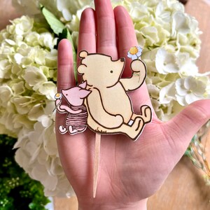 Winnie the Pooh Paper Cake Topper/Pooh & Piglet Daisy Flowers/Classic Bear Baby Shower/Birthday/Floral Centerpiece/Photo Prop/Smash Cake image 7
