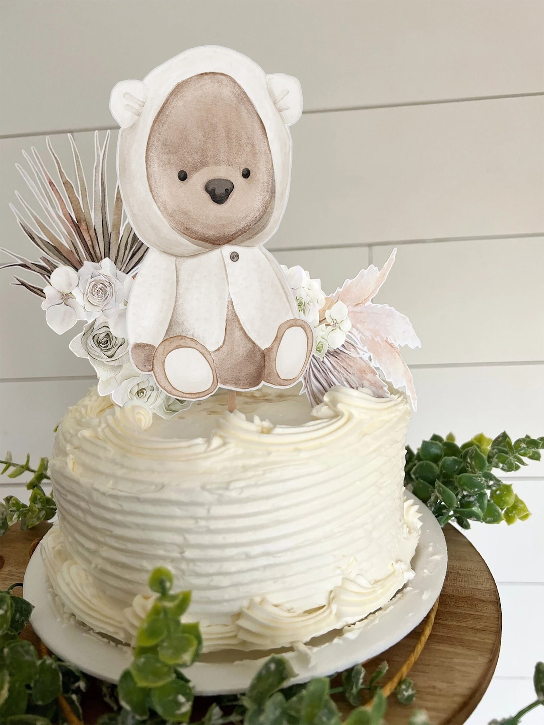 Neutral Teddy Bear Cake Topper | Gender Neutral Theme Baby Shower Paper ...