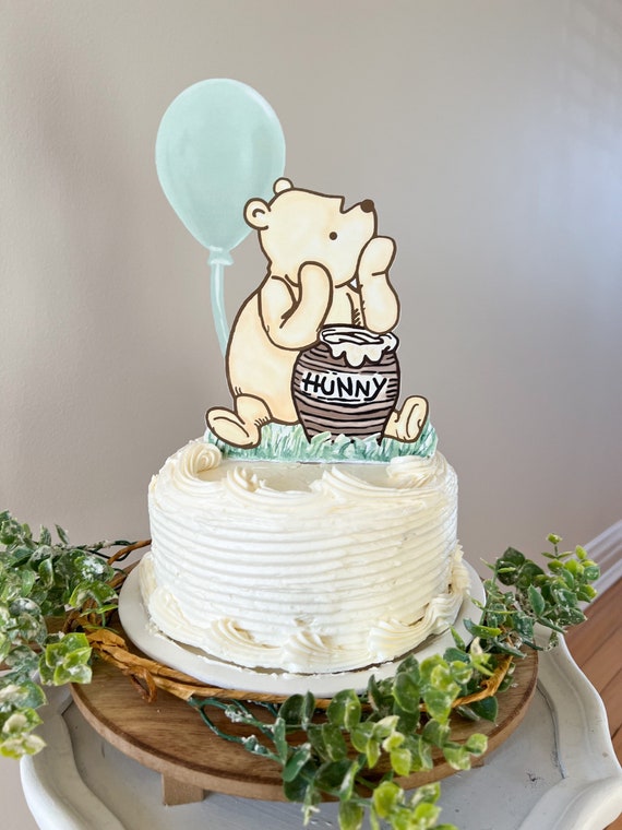 Winnie the Pooh Paper Cake Topper/pooh & Piglet Daisy Flowers/classic Bear  Baby Shower/birthday/floral Centerpiece/photo Prop/smash Cake 