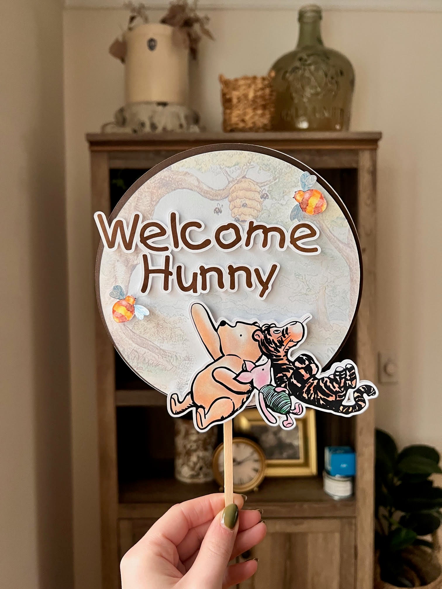  Sweet Baby Co. Classic Winnie the Pooh Baby Shower Decorations  for Girl or Boy with Vintage Welcome Sign Party Decoration Cupcake Toppers  Pooh Bear Backdrop Balloons Bumble Bee Honey Comb Sash