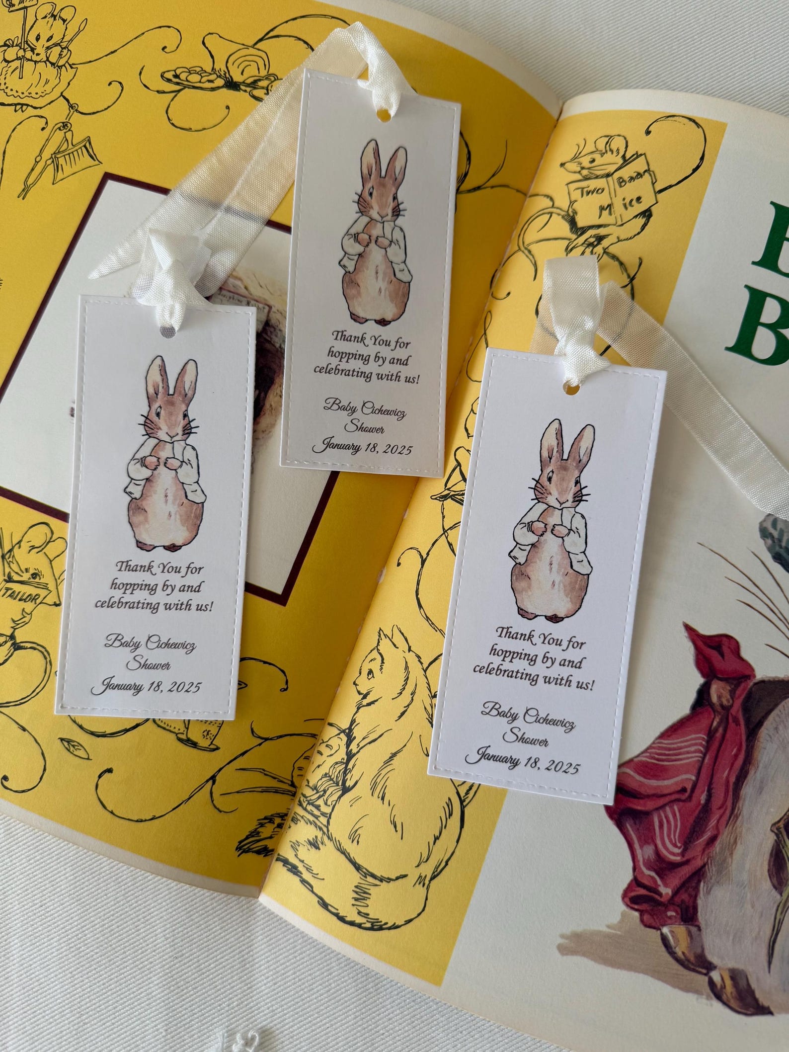 Cream Peter Rabbit Bookmark (set of 12) | Gender Neutral Shower Favor ...