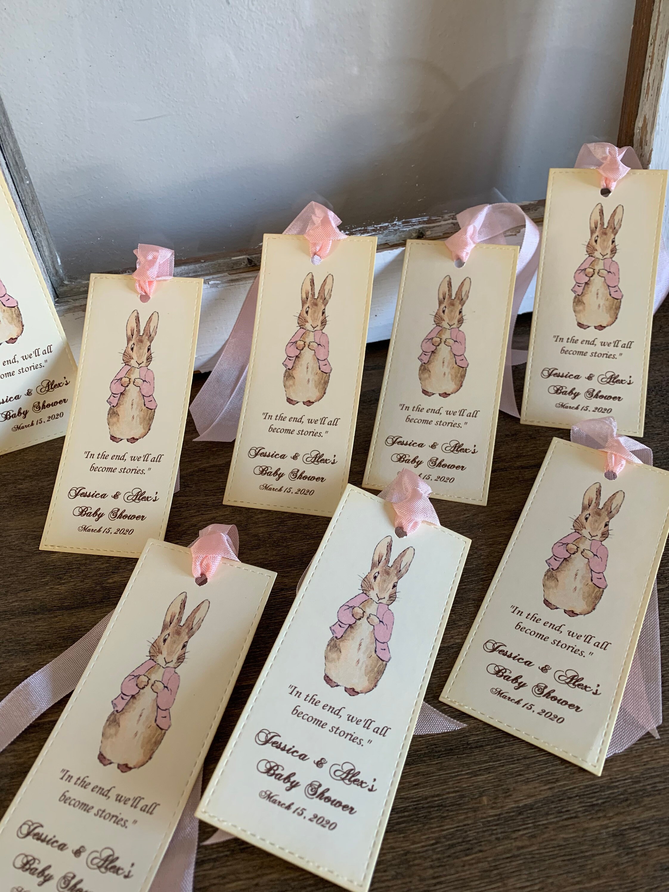 Pink Peter Rabbit Bookmark (set of 12) | Beatrix Potter Baby Shower ...