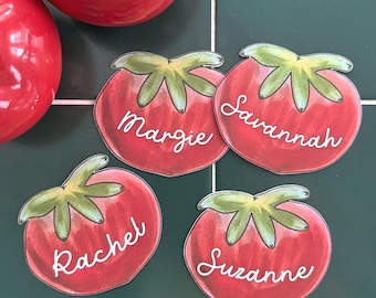Tomato Place Cards | Farmer's Market Bridal Shower, Birthday Name Cards, Summer Market Themed Party Decor, That's Amore Italian Food Card