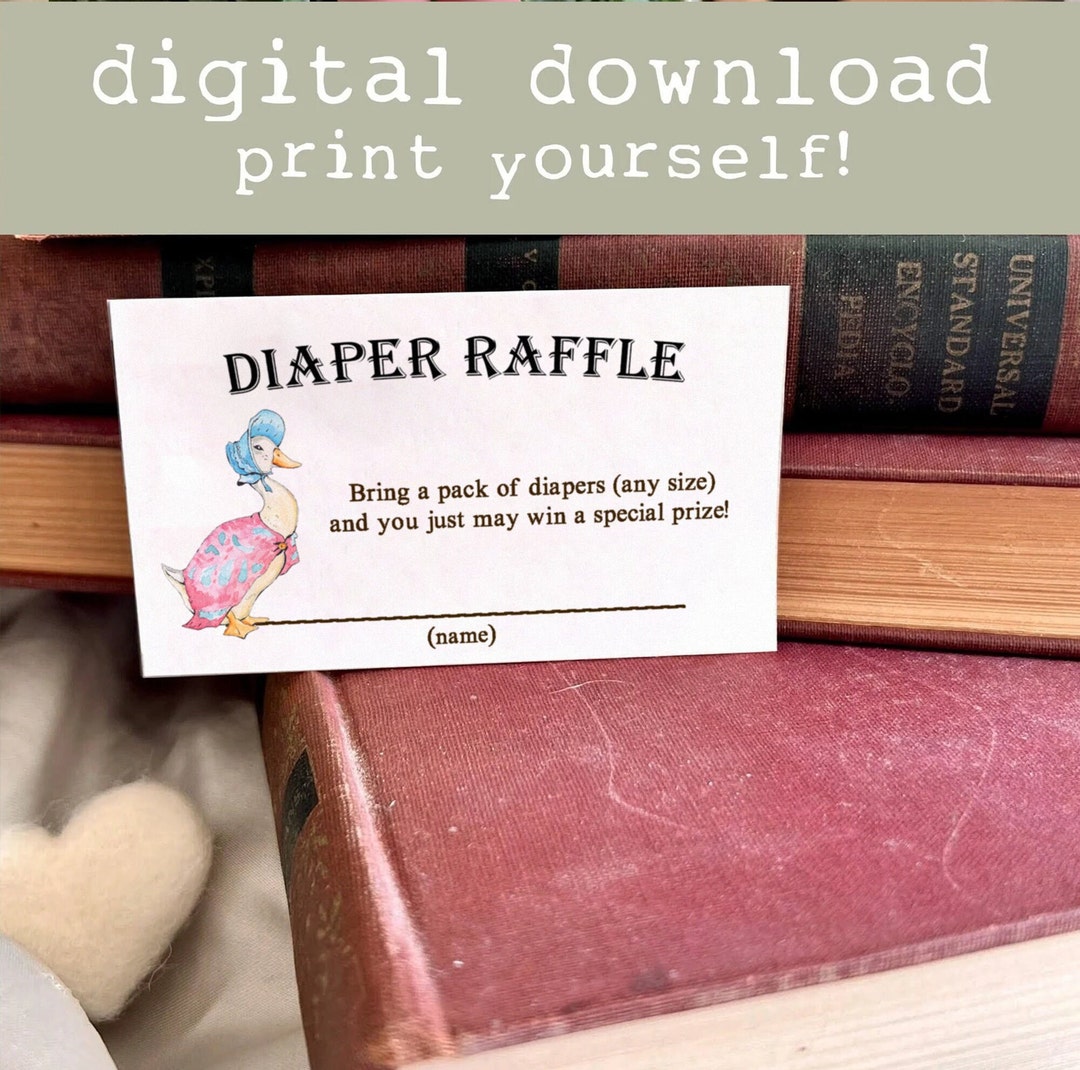 Peter Rabbit Diaper Raffle Peter Rabbit Storybook Diaper Raffle Card DIGITAL DOWNLOAD | Classic ...