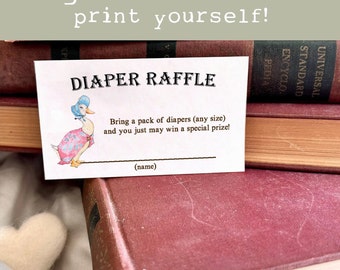 Peter Rabbit Storybook Diaper Raffle Card DIGITAL DOWNLOAD | Classic Beatrix Potter Book Theme Shower, Diaper Raffle Instant Download