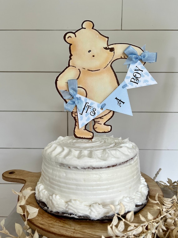 Personalised Winnie the Pooh Cake Decorations, Childrens Birthday Party  Cake Toppers, Wood Cake Decoration, Customisable Cake Topper 5 Pcs 