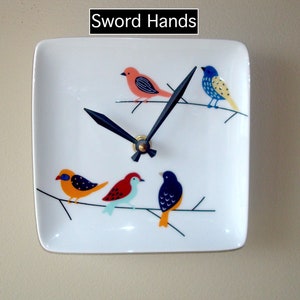 6 Inch Cute Little Birds Wall Clock, Silent 6 Ceramic Plate Clock, Small Wall Clock 3254 image 7