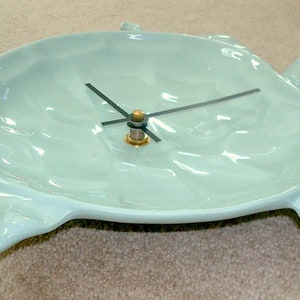 10 Inch Sea Turtle Wall Clock, Silent MELAMINE White Fish Clock, Fun Kitchen Clock 3216 image 3