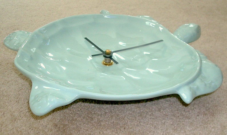 10 Inch Sea Turtle Wall Clock, Silent MELAMINE White Fish Clock, Fun Kitchen Clock 3216 image 3