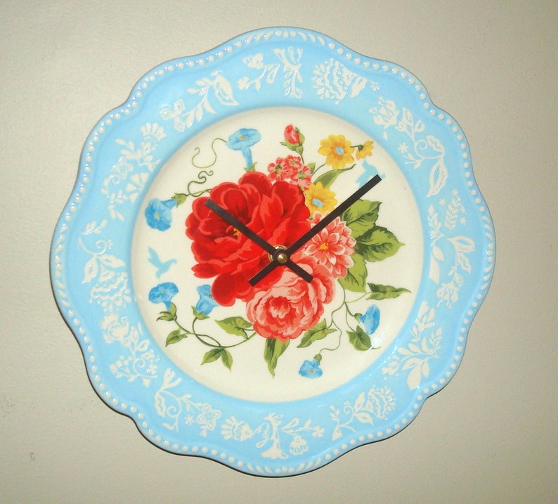 11 Inch Red Rose Wall Clock Available With Numbers Ceramic Etsy