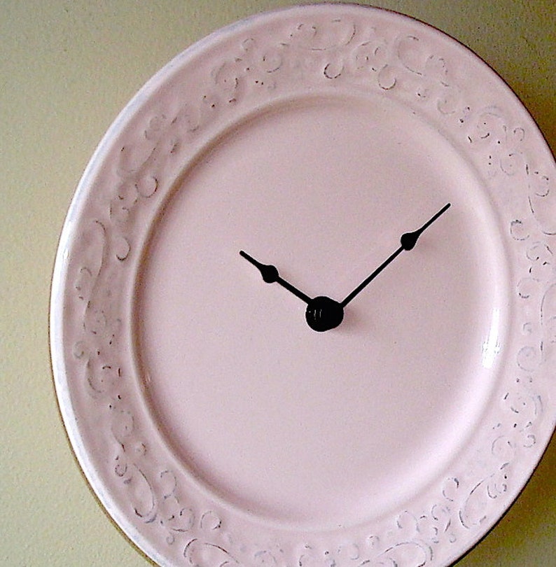 Pastel Pink Wall Clock 9 Inch Ceramic Plate Wall Clock Clock Etsy