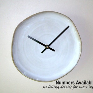 Gray Ceramic Plate Wall Clock: (8.5 Inch) Silent Kitchen Clock - Item 3492