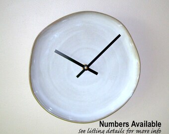 Gray Ceramic Plate Wall Clock: (8.5 Inch) Silent Kitchen Clock - Item 3492