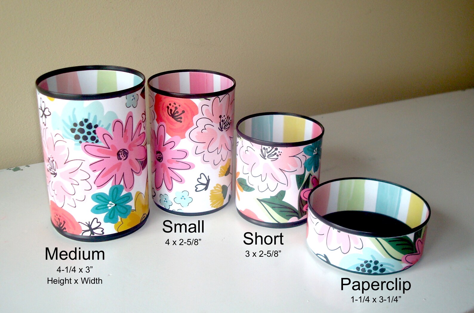 Floral Tin Can Desk Organizer, Whimsical Pencil & Brush Holder - Item ...